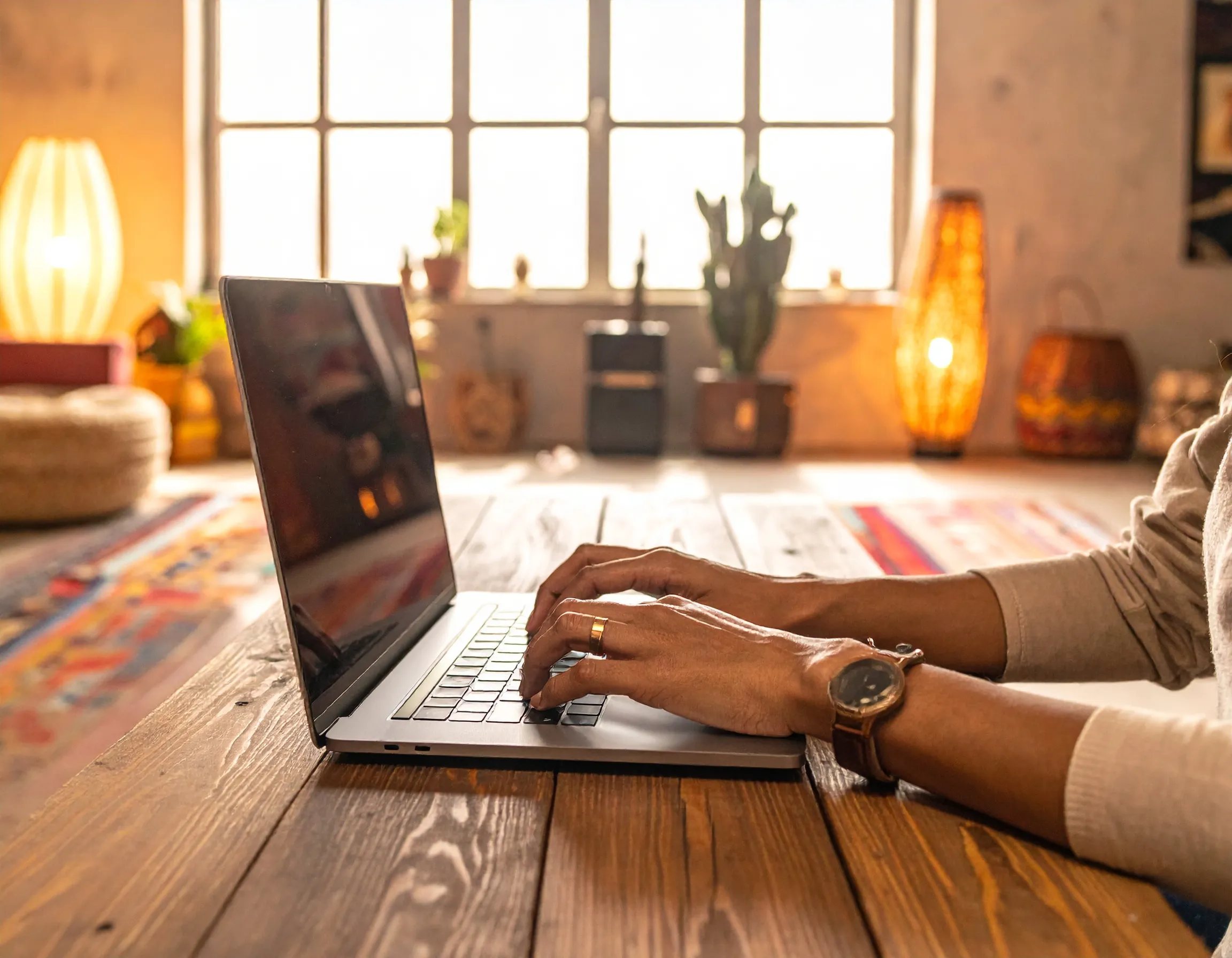 Developer hands at laptop