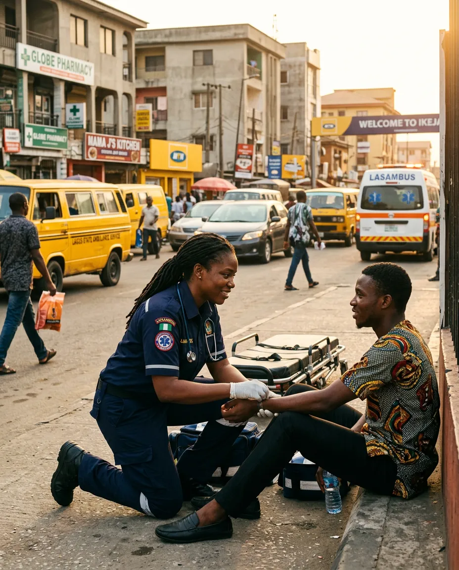 Paramedic with patient