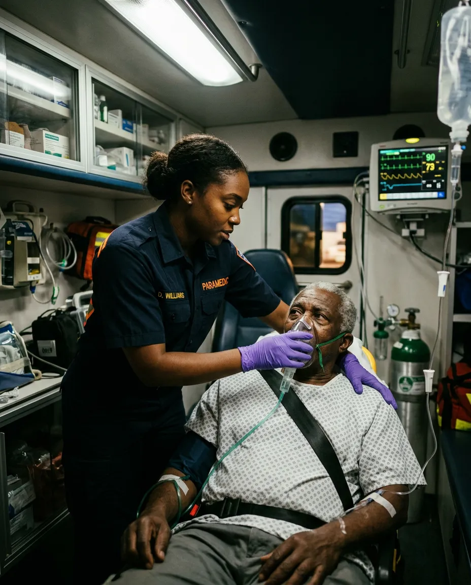 Paramedic with patient